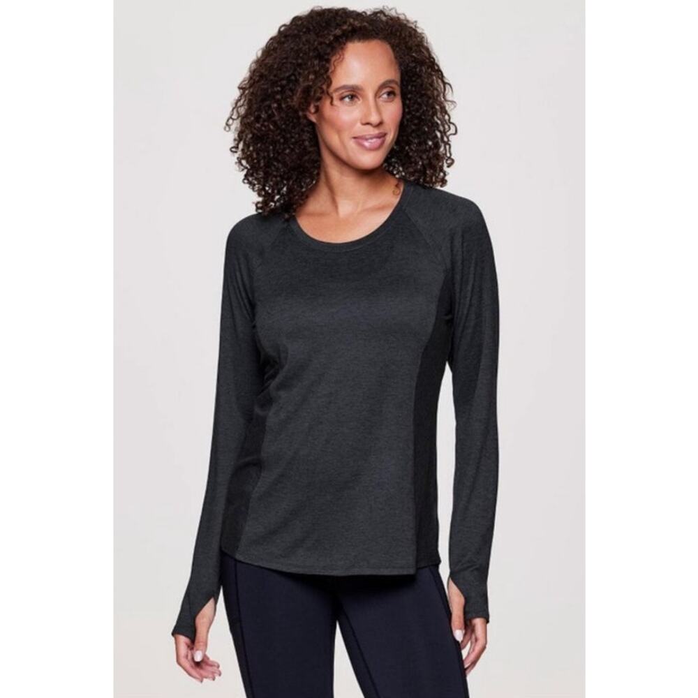 RBX Active Women Butter Soft Quick Dry Long Sleeve Workout Grey Top Thumbholes L
